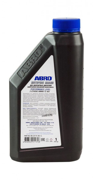 Масло ABRO API TC-W3 Premium 2-х тактное полусинтетика, 1 л (упаковка из 12 шт.)