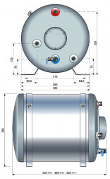 Бойлер, 40 л, 500ВТ, круглый, с теплообменником.