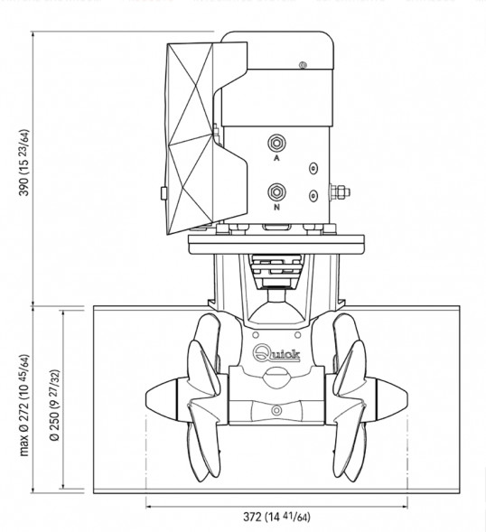 Подруливающее устройство, два винта, 6,5 кВт, 12 В, 250 мм