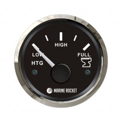 Указатель уровня сточных вод 0-190 Ом (ЕВРО), черный циферблат, нержавеющий ободок, д. 52 мм, Marine Rocket