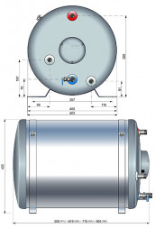 Бойлер, 41 л, 500ВТ, круглый, с теплообменником.
