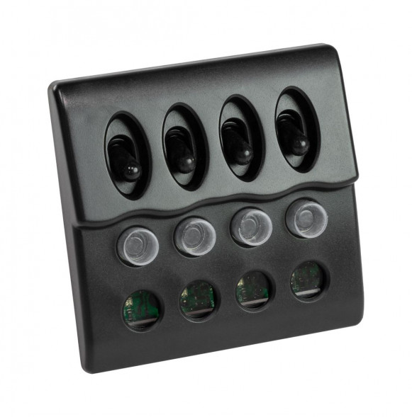 Панель бортового питания 4 переключателя, индикация, автоматы (упаковка из 6 шт.)