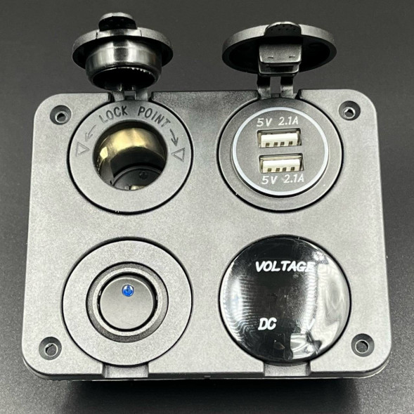 Панель управления (1 тумблер вкл/выкл, 2 USB, розетка 12V, вольтметр)(PREMARINE)