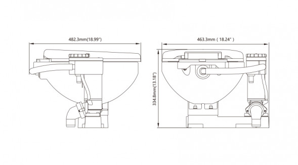 Унитаз судовой керамический с вертикальным насосом 12В (размер стандарт)