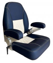 Кресло с подлокотниками и регулировкой наклона спинки, синий с белым