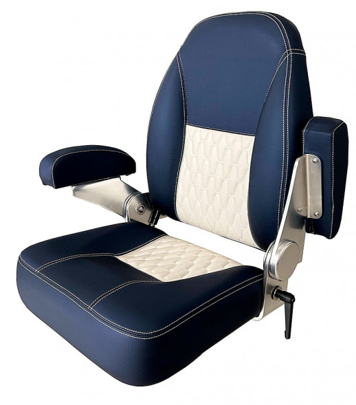 Кресло с подлокотниками и регулировкой наклона спинки, синий с белым