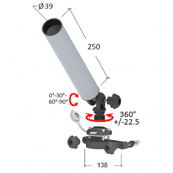 Держатель спиннинга торцевой на Т-образный профиль быстросъемный, алюминий