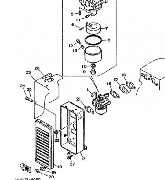 Прокладка карбюратора для снегоуборочной машины  Yamaha YS-624 Snow Blower 7KA-13557-10 (Yamaha)