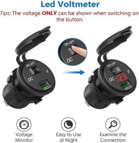 Разъем USB Charger QC3.0 с вольтметром