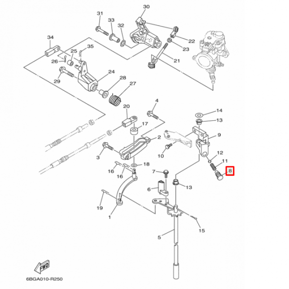 Зажим пружины фиксатора тяги вкл.скорости Yamaha F30-70 (62Y-42715-01)