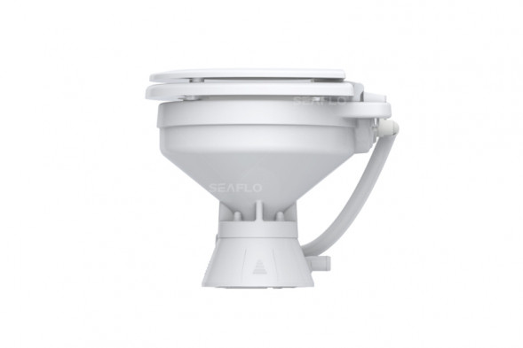 Унитаз судовой керамический 24В (компакт) сиденье из дерева с эмалевым покрытием