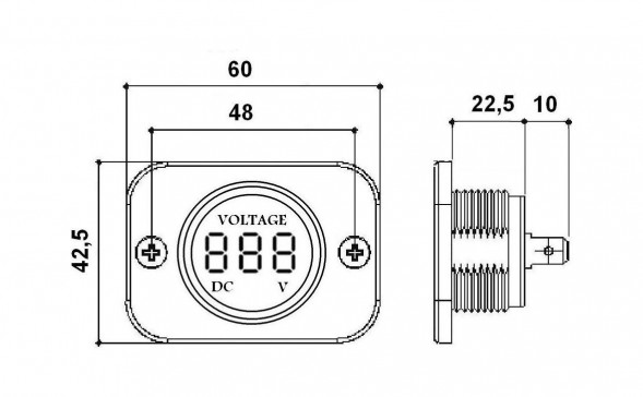 Вольтметр цифровой на панели 5-30 В