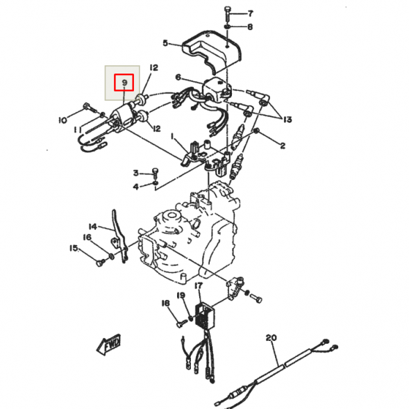 Катушка высоковольтная Yamaha 9.9-40 (Япония)