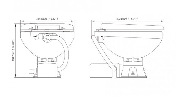 Унитаз судовой керамический 24В (стандарт) сиденье из пластика