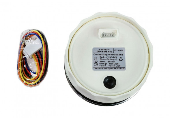 Тахометр 0-6000 об/мин со счетчиком моточасов делитель 0.5-250, белый циферблат, нержавеющий ободок, Marine Rocket