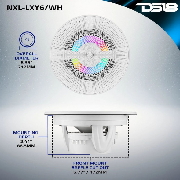Морская акустика с магнитной решеткой RGB 6.5" DS18