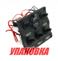 Панель бортового питания 5 переключателей, разъем прикуриватель, индикация (упаковка из 24 шт.)