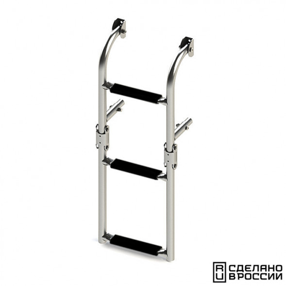 Трап складной с вертикальным креплением, 3 черных ступени (ширина 220 мм.)