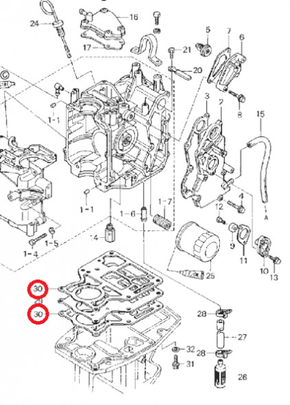 Прокладка под блок Tohatsu MFS9.9-15A (Tohatsu)