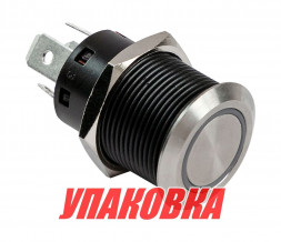 Кнопка с фиксацией, подсветка красная, 12 В, 20А, 19мм (упаковка из 10 шт.)