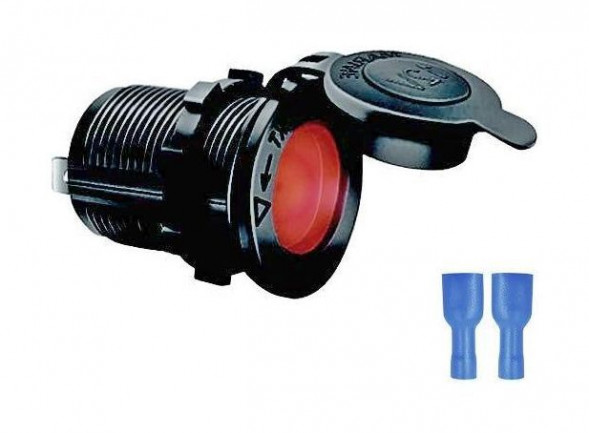 Разъем прикуривателя врезной, светодиодный, красный