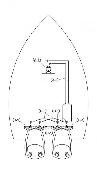 Гидравлическая система рулевого управления для 2-моторов 350 л.с Sea First (упаковка из 4 шт.)