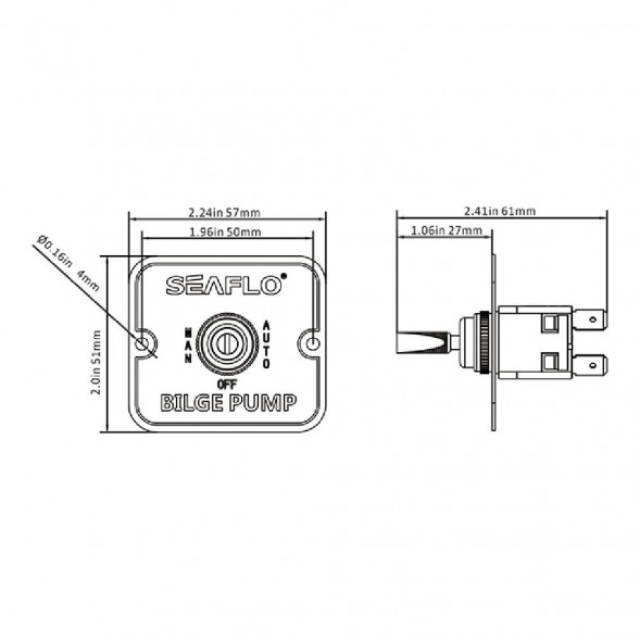 Панель с переключателем SeaFlo, 12V/24V трёхпозиционный