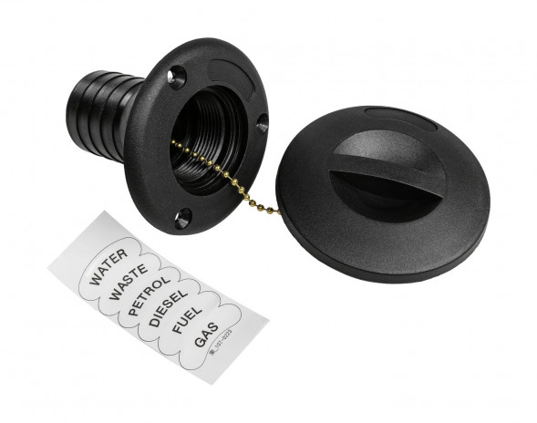 Горловина заливная для бензина, пластиковая, черная, под шланг 50 мм