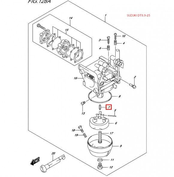 Игла поплавковой камеры карбюратора Suzuki DT5-15 (PREMARINE)