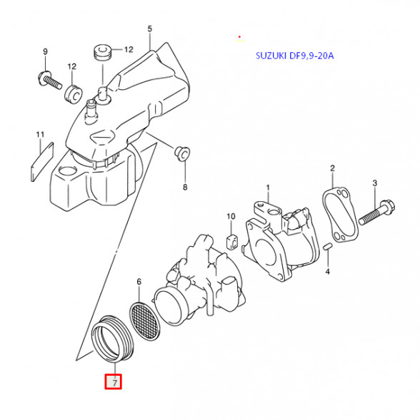 Уплотнение впускного коллектора Suzuki DF9.9-15-20(A), DF9.9(B) (Suzuki)