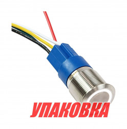 Кнопка без фиксации в комплекте с контактным разъемом, 12/24 В 5А, OFF-(ON) 5P, D16 белая подсветка (упаковка из 10 шт.)