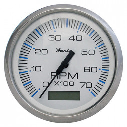 Тахометр со счетчиком моточасов, 7000 об/мин, серия «Chesapeake White SS»
