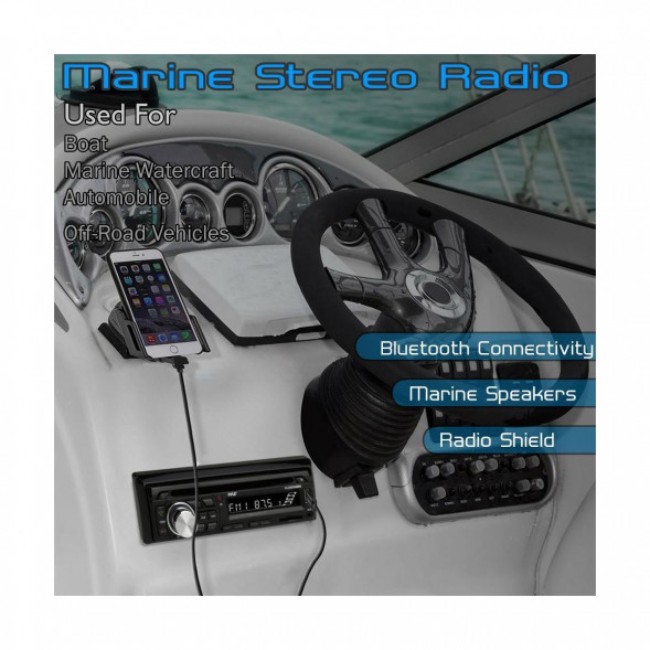 Морская аудиосистема 1DIN PYLE PLCDBT95MRB, комплект