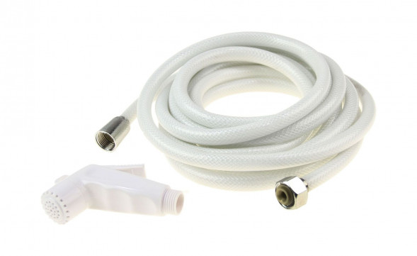 Лейка душа пластиковая белая, шланг 5 м (упаковка из 5 шт.)