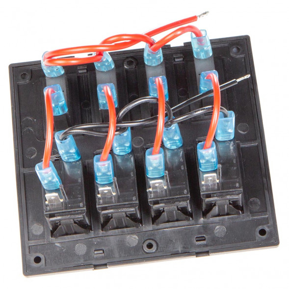 Панель бортового питания Skipper с кулисными переключателями переключателей - 4, с индикацией, автоматов - 4