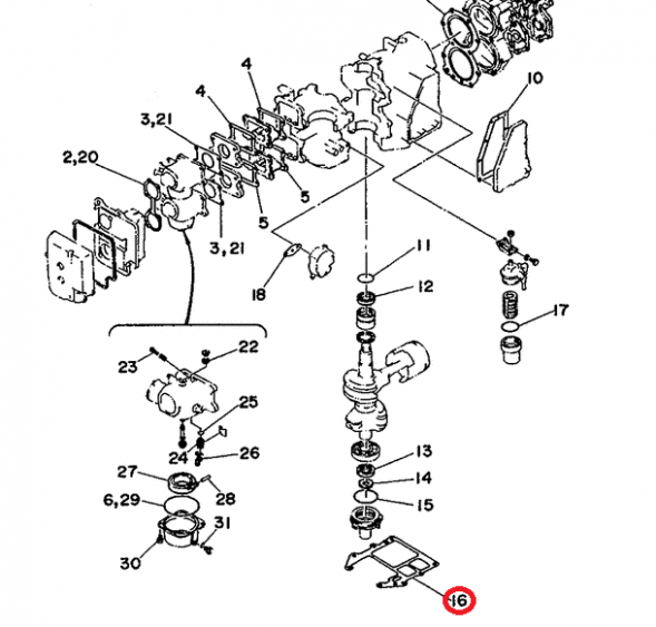 Прокладка под блок Yamaha 55 (663-45113-00) (Osaka)