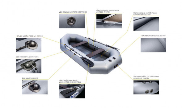 Надувная лодка ПВХ, APACHE 280 графит