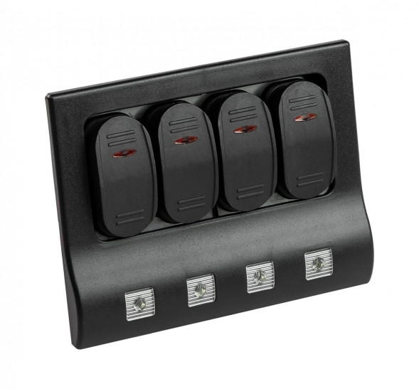 Панель бортового питания 4 переключателя, индикация, автоматы (упаковка из 2 шт.)