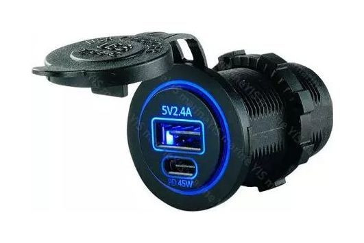 Разъем USB 5В 2.1А и USB PD Type-C, 45 Вт