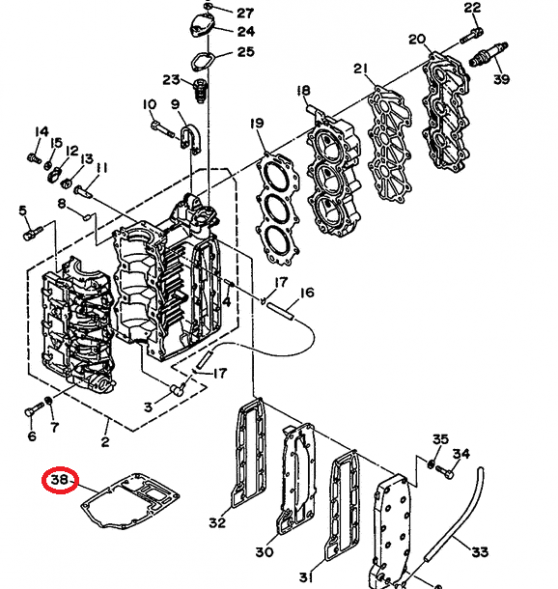 Прокладка под блок Yamaha 30D (YAMAHA) (RAC)