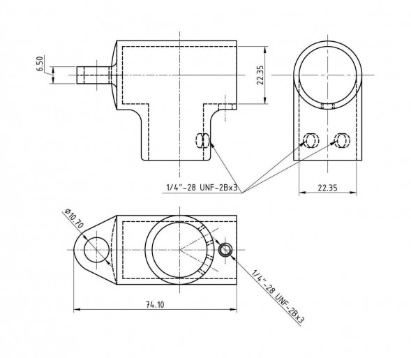 Тройник леера 7/8&quot; (22,2 мм), 90 град с петлей