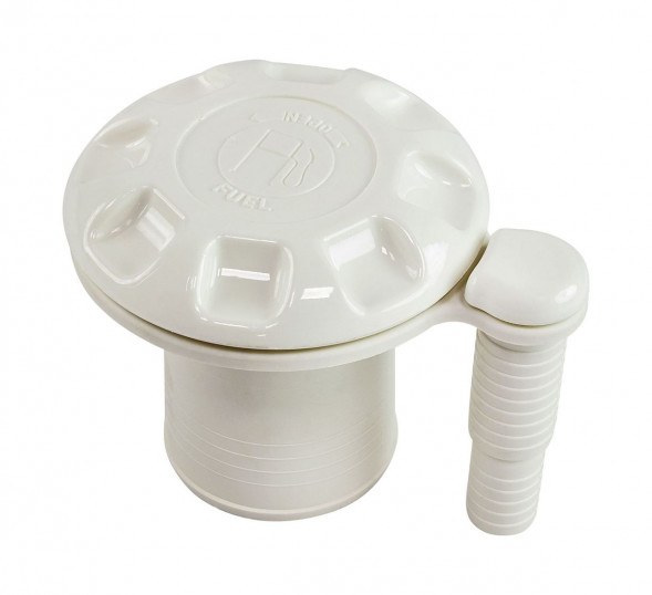 Горловина заливная для бензина под шланг 50 мм с вентиляцией, пластик, белая