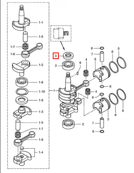 Сальник коленвала Tohatsu 8-9,8 MFS2.5-6  (101-00121-0; 26-803514 ) (20x35x7) (Osaka)