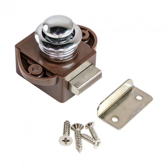 Замок дверной врезной, хромированный, коричневый корпус, D20мм