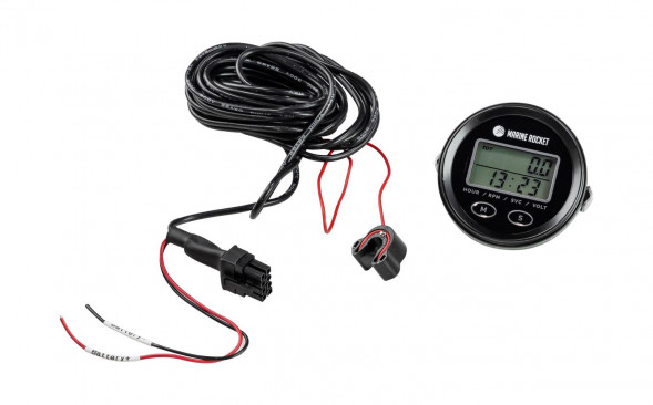 Тахометр универсальный со счетчиком моточасов, подсветкой и внешним питанием, провод 4,5 м