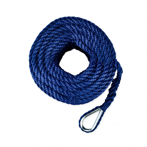 Трос (конец) якорный Skipper трёхпрядный, 12мм, нейлон 50м, синий