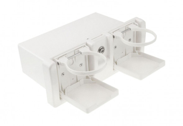 Ящик для мелочей врезной, с замком и складным подстаканником, белый (упаковка из 12 шт.)