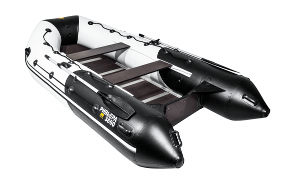 Надувная лодка ПВХ, Ривьера Максима 3600 СК Комби, светло-серый/черный