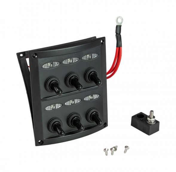 Панель бортового питания 6 переключателей, предохранители, индикация (упаковка из 2 шт.)