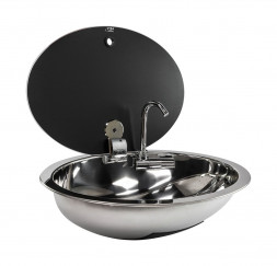 Мойка овальная с краном, стеклянная крышка, CAN, LR1450